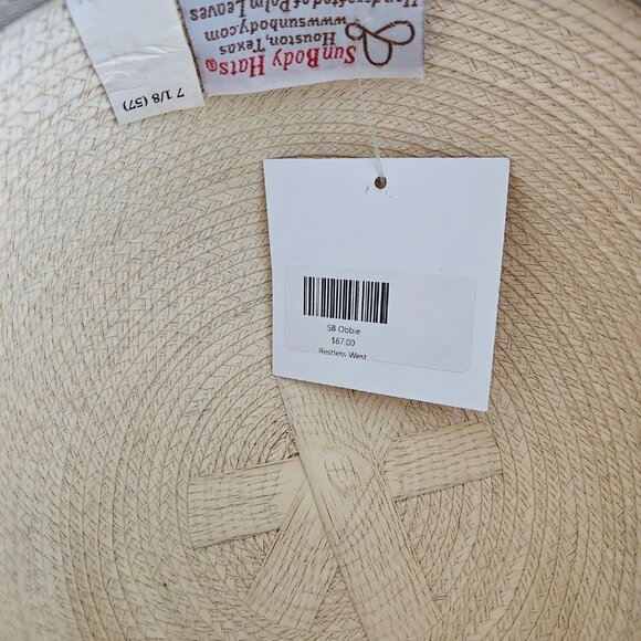 Sun Body Obbie Hat Size 7 1/8 (57) Woven Straw Black Ribbon main image 5